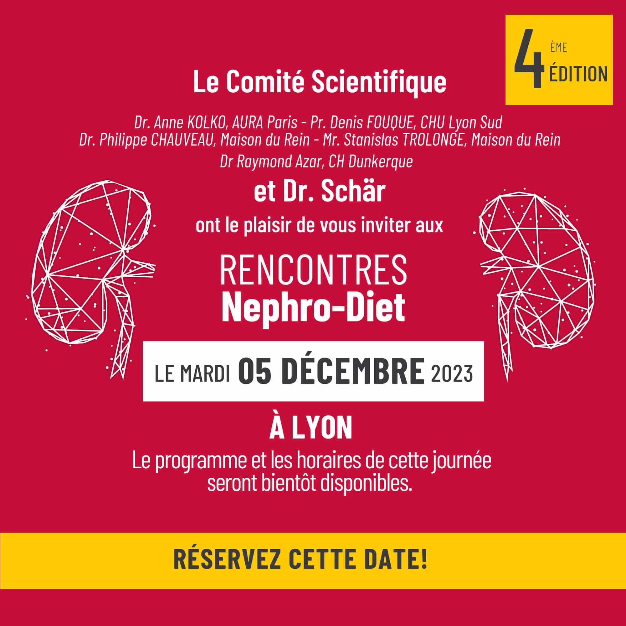 REPLAY DISPONIBLE – RENCONTRES DIETETIQUE ET NEPHROLOGIE Dr SCHAR LYON 2023